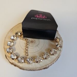 Paparazzi A- Lister Afterglow Gold Bracelet with Clear Stones